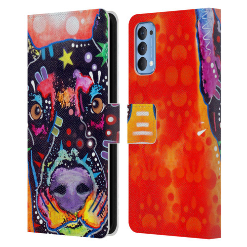 Dean Russo Dogs 3 Doberman Leather Book Wallet Case Cover For OPPO Reno 4 5G