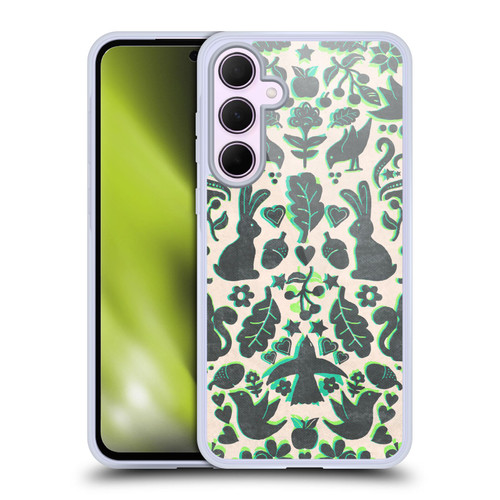 Micklyn Le Feuvre Animals Two Rabbits Folk Art Pattern Soft Gel Case for Samsung Galaxy A35 5G