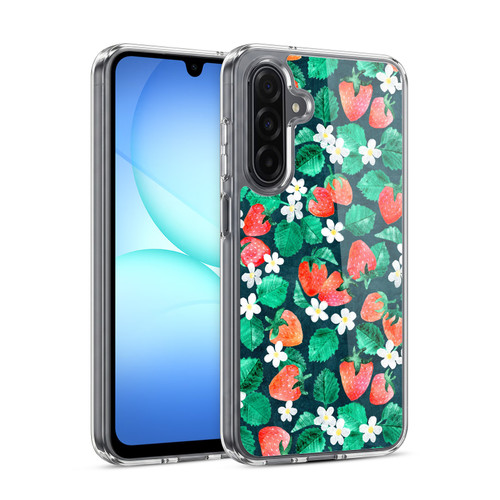Micklyn Le Feuvre Flora And Fauna Strawberry Watercolor in Blue Soft Gel Case for Samsung Galaxy A17 4G / 5G