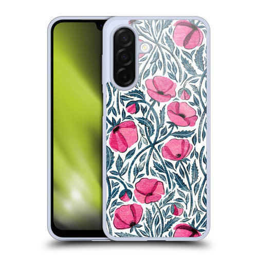 Micklyn Le Feuvre Flora And Fauna Hot Pink Block Print Poppies Soft Gel Case for Samsung Galaxy A26 5G