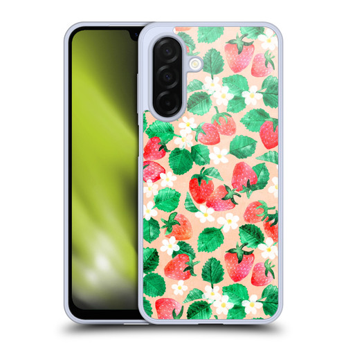 Micklyn Le Feuvre Flora And Fauna Strawberry Watercolor in Peach Soft Gel Case for Samsung Galaxy A26 5G
