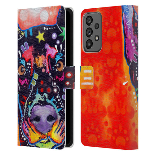 Dean Russo Dogs 3 Doberman Leather Book Wallet Case Cover For Samsung Galaxy A73 5G (2022)