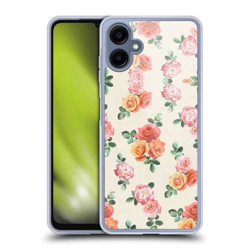 Micklyn Le Feuvre Florals Peach and Pink Roses Soft Gel Case for Samsung Galaxy A06 4G / 5G