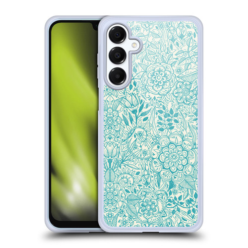 Micklyn Le Feuvre Floral Patterns Teal And Cream Soft Gel Case for Samsung Galaxy A16 5G & MagSafe