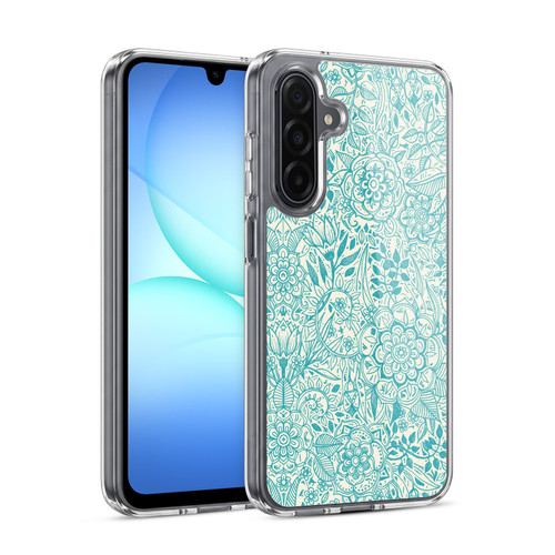 Micklyn Le Feuvre Floral Patterns Teal And Cream Soft Gel Case for Samsung Galaxy A17 4G / 5G