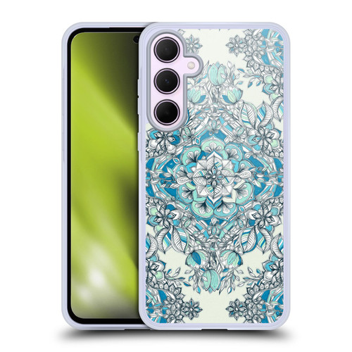 Micklyn Le Feuvre Floral Patterns Diamond Doodle In Teal And Tuquoise Soft Gel Case for Samsung Galaxy A35 5G