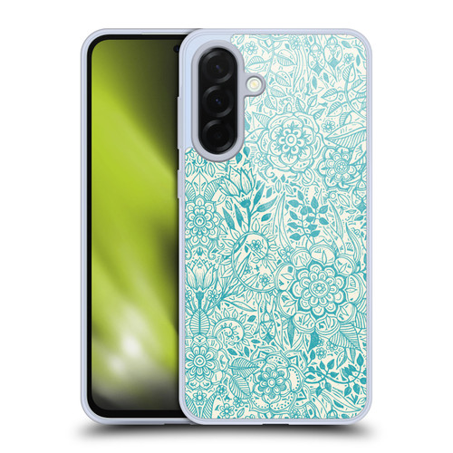 Micklyn Le Feuvre Floral Patterns Teal And Cream Soft Gel Case for Samsung Galaxy A36 5G