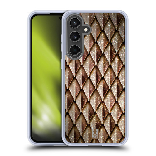 Head Case Designs Metallic Dragon Scales Brown Soft Gel Case for Samsung Galaxy S24 FE & MagSafe