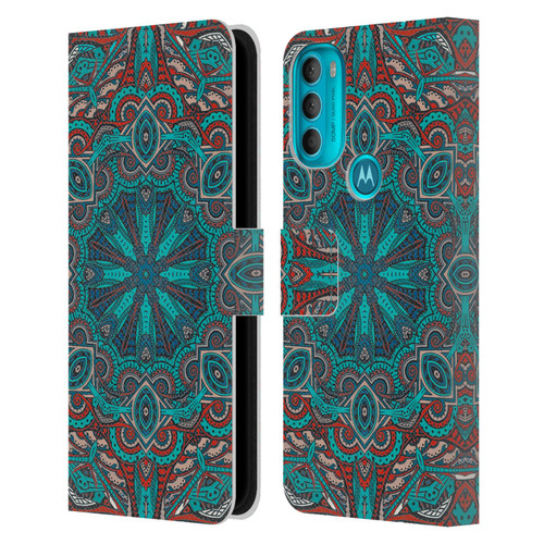 Aimee Stewart Mandala Moroccan Sea Leather Book Wallet Case Cover For Motorola Moto G71 5G