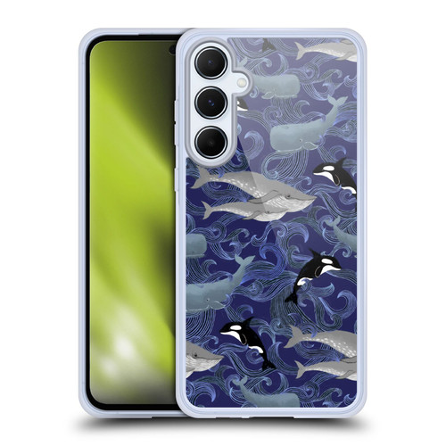 Micklyn Le Feuvre Patterns Giants in Purple Soft Gel Case for Samsung Galaxy A55 5G