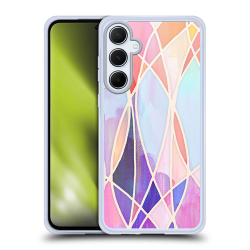 Micklyn Le Feuvre Patterns Purple and Peach Love Pastel Soft Gel Case for Samsung Galaxy A55 5G