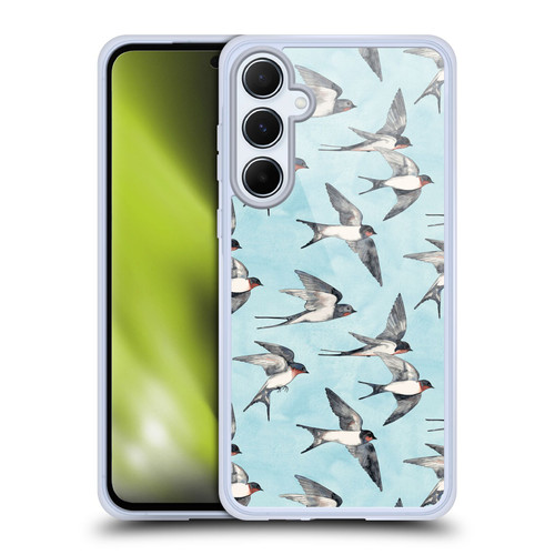 Micklyn Le Feuvre Patterns Swallow Flight Soft Gel Case for Samsung Galaxy A55 5G