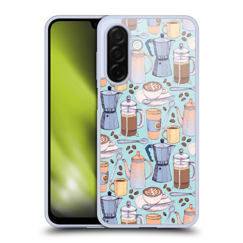 Micklyn Le Feuvre Patterns 2 Coffee Love On Blue Soft Gel Case for Samsung Galaxy A26 5G