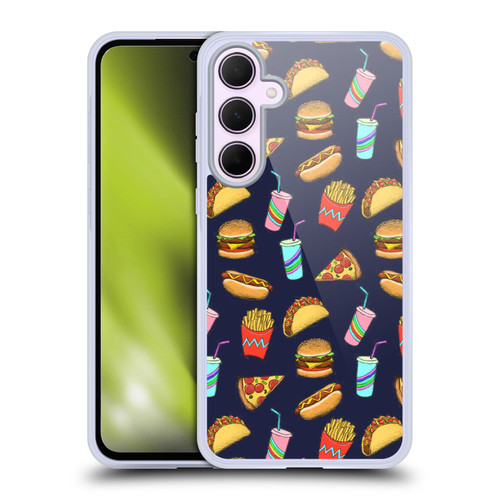 Micklyn Le Feuvre Patterns 2 Fast Food On Navy Soft Gel Case for Samsung Galaxy A35 5G
