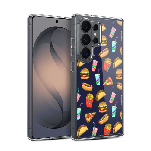 Micklyn Le Feuvre Patterns 2 Fast Food On Navy Soft Gel Case for Samsung Galaxy S26 Ultra