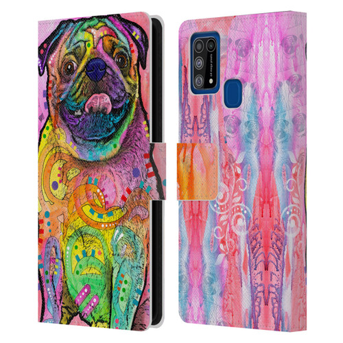 Dean Russo Dogs 3 Pug Leather Book Wallet Case Cover For Samsung Galaxy M31 (2020)