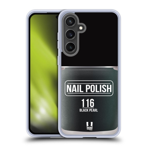 Head Case Designs Nail Polish Black Pearl Soft Gel Case for Samsung Galaxy S24 FE & MagSafe