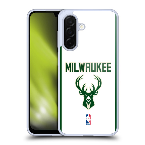 NBA Milwaukee Bucks Logo White Design Soft Gel Case for Samsung Galaxy A26 5G