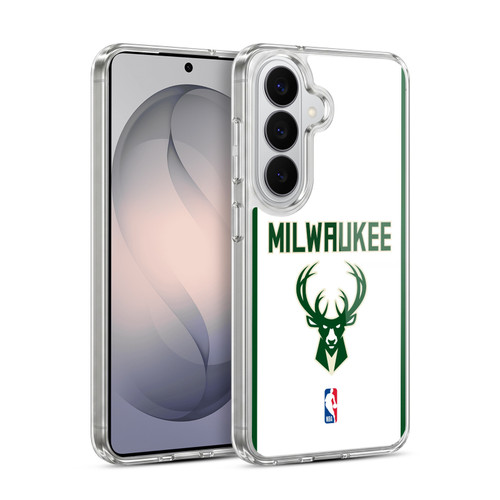 NBA Milwaukee Bucks Logo White Design Soft Gel Case for Samsung Galaxy S26