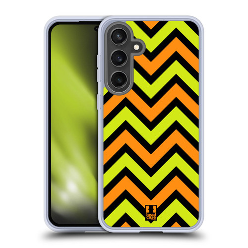 Head Case Designs Neon Zigzag Lime Green And Orange In Black Bg Soft Gel Case for Samsung Galaxy S24 FE & MagSafe