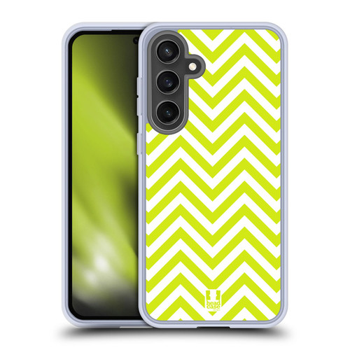 Head Case Designs Neon Zigzag Lime Green Soft Gel Case for Samsung Galaxy S24 FE & MagSafe