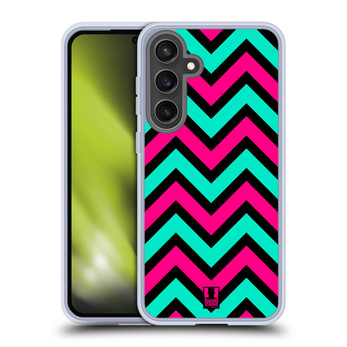 Head Case Designs Neon Zigzag Pink And Teal In Black Soft Gel Case for Samsung Galaxy S24 FE & MagSafe