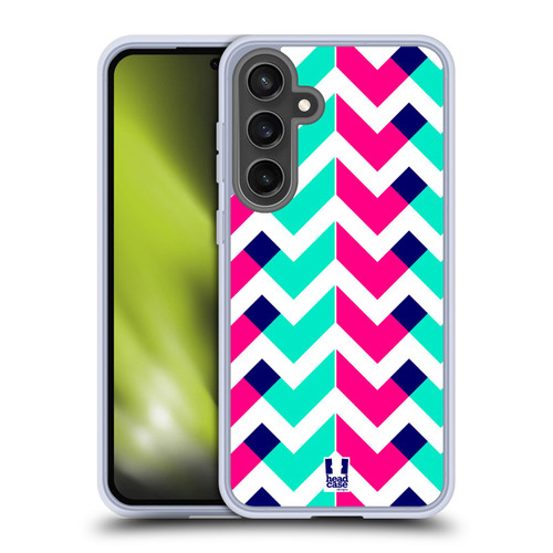 Head Case Designs Neon Zigzag Pink And Teal Soft Gel Case for Samsung Galaxy S24 FE & MagSafe