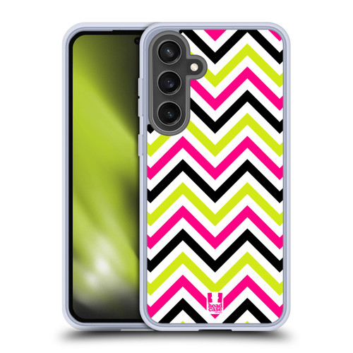 Head Case Designs Neon Zigzag Pink And Lime Soft Gel Case for Samsung Galaxy S24 FE & MagSafe