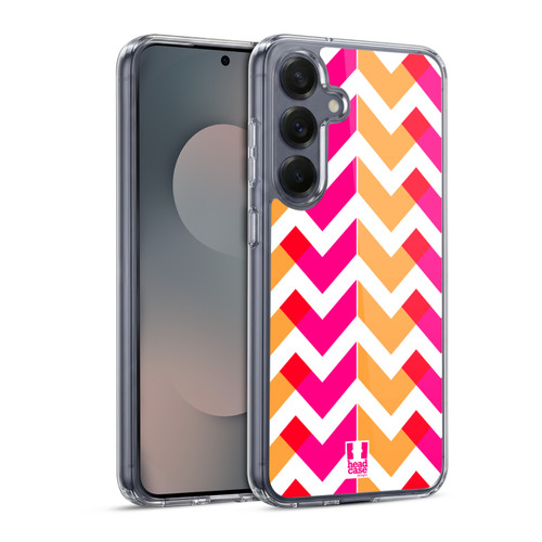 Head Case Designs Neon Zigzag Orange And Pink Soft Gel Case for Samsung Galaxy S25 & MagSafe