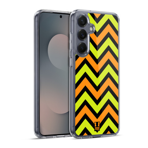 Head Case Designs Neon Zigzag Lime Green And Orange In Black Bg Soft Gel Case for Samsung Galaxy S25+ & MagSafe