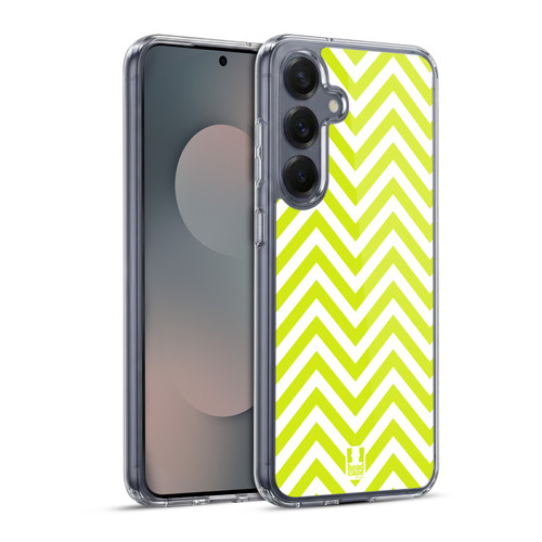 Head Case Designs Neon Zigzag Lime Green Soft Gel Case for Samsung Galaxy S25+ & MagSafe