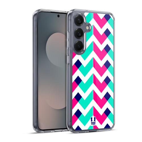Head Case Designs Neon Zigzag Pink And Teal Soft Gel Case for Samsung Galaxy S25+ & MagSafe