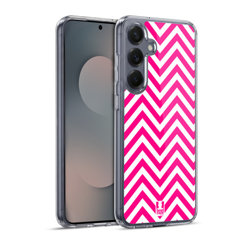 Head Case Designs Neon Zigzag Pink Soft Gel Case for Samsung Galaxy S25+ & MagSafe