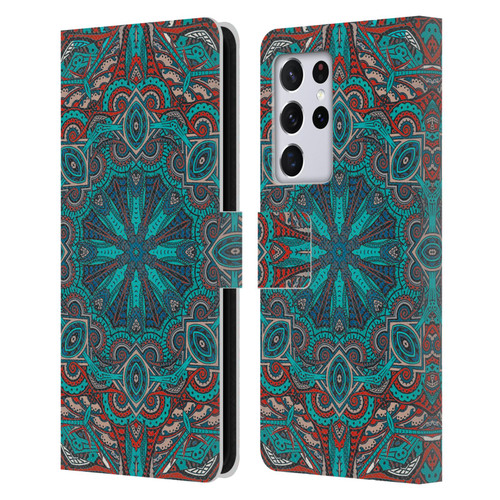 Aimee Stewart Mandala Moroccan Sea Leather Book Wallet Case Cover For Samsung Galaxy S21 Ultra 5G