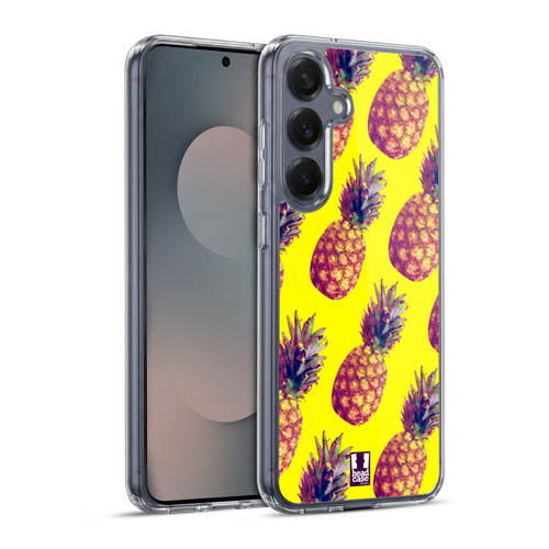 Head Case Designs Neon Prints Pineapple Soft Gel Case for Samsung Galaxy S25+ & MagSafe