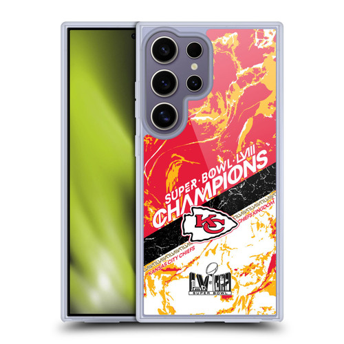 NFL 2024 Super Bowl LVIII Champions Kansas City Chiefs Marble Soft Gel Case for Samsung Galaxy S25 Ultra & MagSafe