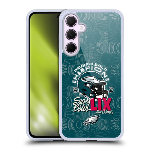 NFL 2025 Super Bowl LIX Champions Eagles Helmet With Pattern Soft Gel Case for Samsung Galaxy A35 5G