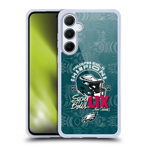 NFL 2025 Super Bowl LIX Champions Eagles Helmet With Pattern Soft Gel Case for Samsung Galaxy A55 5G