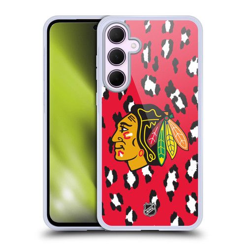 NHL Chicago Blackhawks Leopard Patten Soft Gel Case for Samsung Galaxy A35 5G