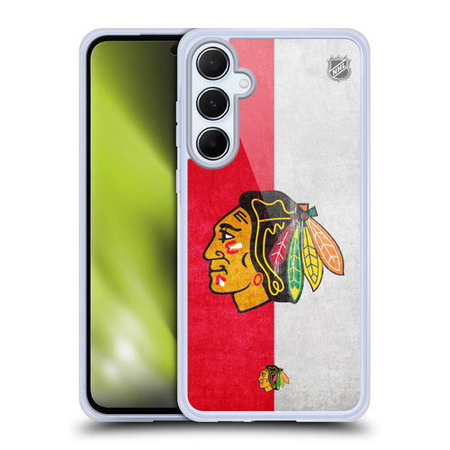 NHL Chicago Blackhawks Half Distressed Soft Gel Case for Samsung Galaxy A55 5G