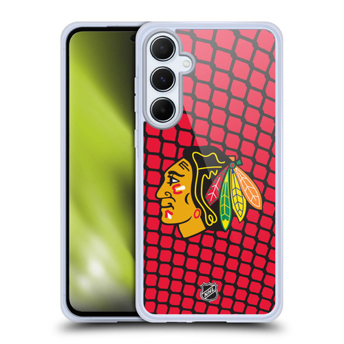 NHL Chicago Blackhawks Net Pattern Soft Gel Case for Samsung Galaxy A55 5G