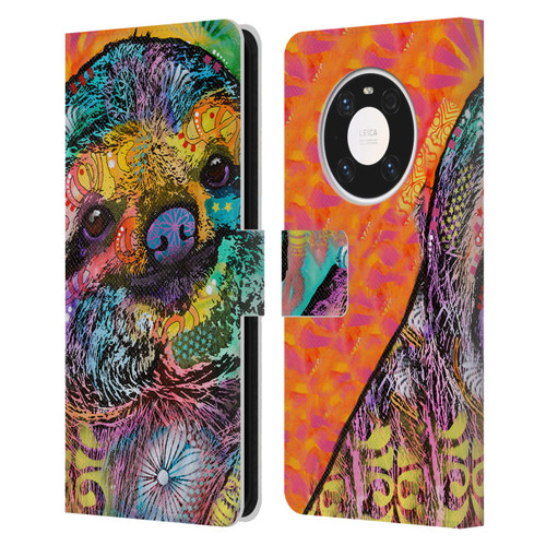 Dean Russo Wildlife 3 Sloth Leather Book Wallet Case Cover For Huawei Mate 40 Pro 5G