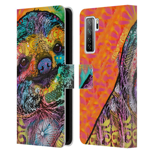 Dean Russo Wildlife 3 Sloth Leather Book Wallet Case Cover For Huawei Nova 7 SE/P40 Lite 5G