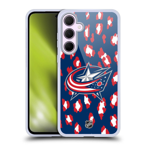 NHL Columbus Blue Jackets Leopard Pattern Soft Gel Case for Samsung Galaxy A35 5G