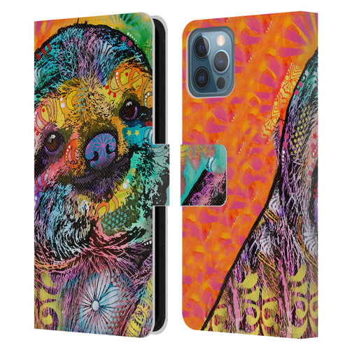 Dean Russo Wildlife 3 Sloth Leather Book Wallet Case Cover For Apple iPhone 12 / iPhone 12 Pro