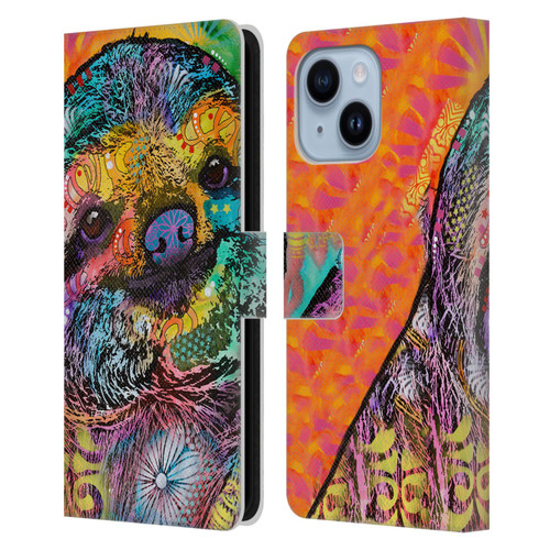 Dean Russo Wildlife 3 Sloth Leather Book Wallet Case Cover For Apple iPhone 14 Plus