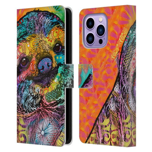 Dean Russo Wildlife 3 Sloth Leather Book Wallet Case Cover For Apple iPhone 14 Pro Max