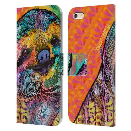 Dean Russo Wildlife 3 Sloth Leather Book Wallet Case Cover For Apple iPhone 6 Plus / iPhone 6s Plus