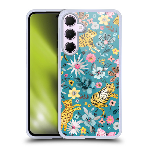Ninola Botanical Patterns Tigers Flowers Soft Gel Case for Samsung Galaxy A35 5G