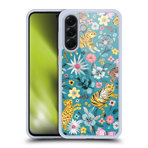 Ninola Botanical Patterns Tigers Flowers Soft Gel Case for Samsung Galaxy A56 5G